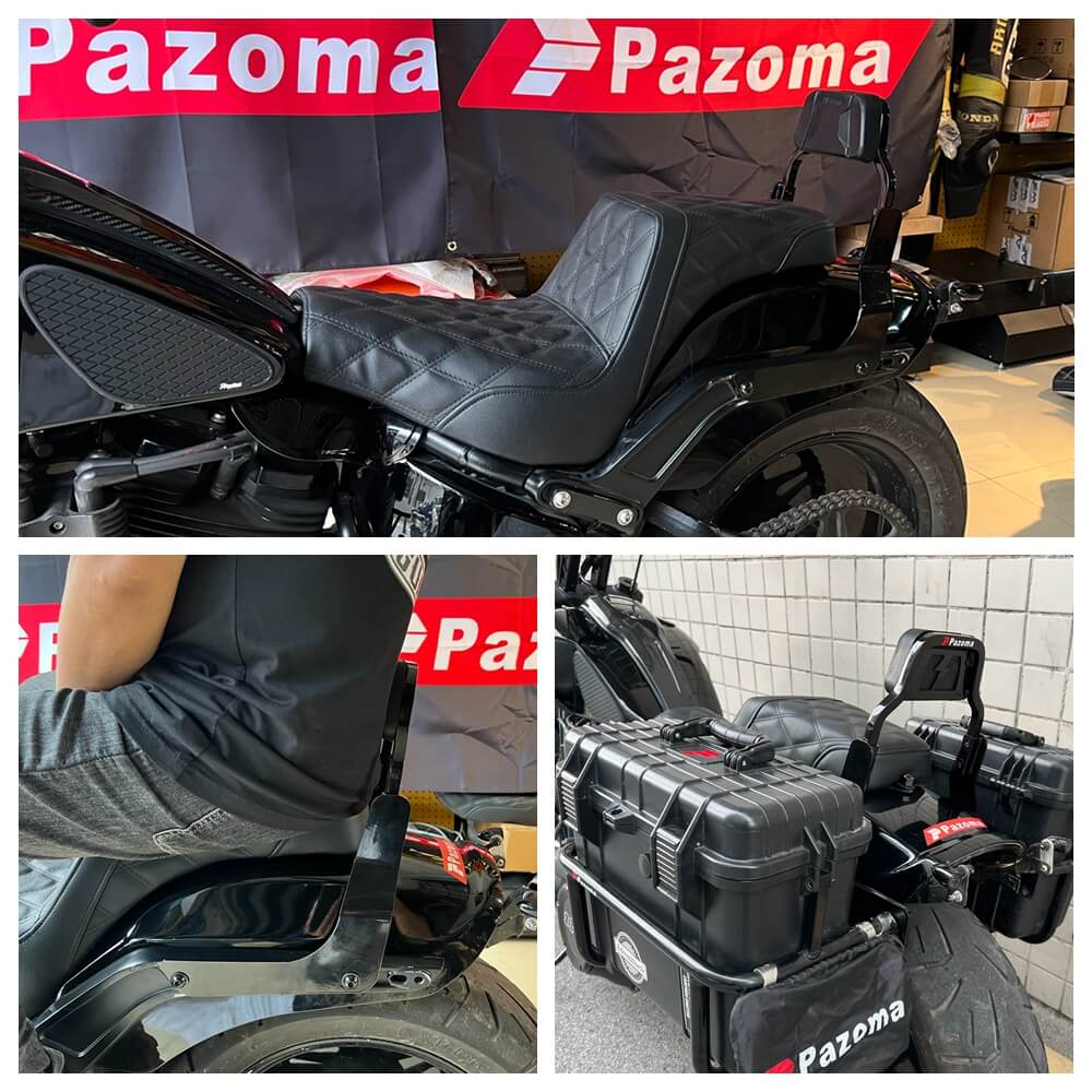 2018-2025 Harley M8 Softail Fat Bob FXFB FXFBS Club Style Sissy Bar Short Passenger Backrests - pazoma
