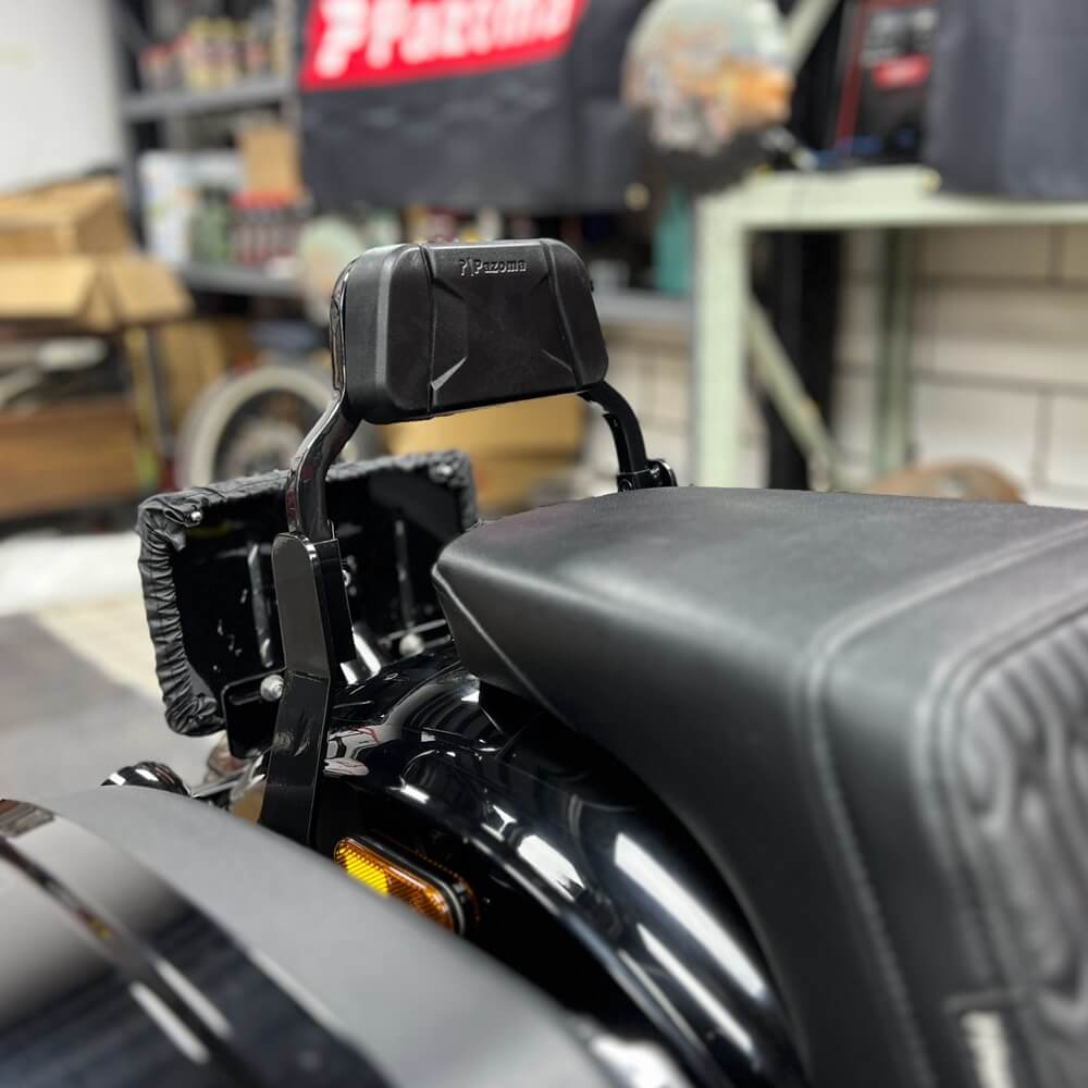 Harley M8 Softail Low Rider ST FXLRST FXRST Sport Glide FLSB Club Style Passenger Backrests Low profile Fixed Mini Sports Sissy Bar Kit 18-up - pazoma