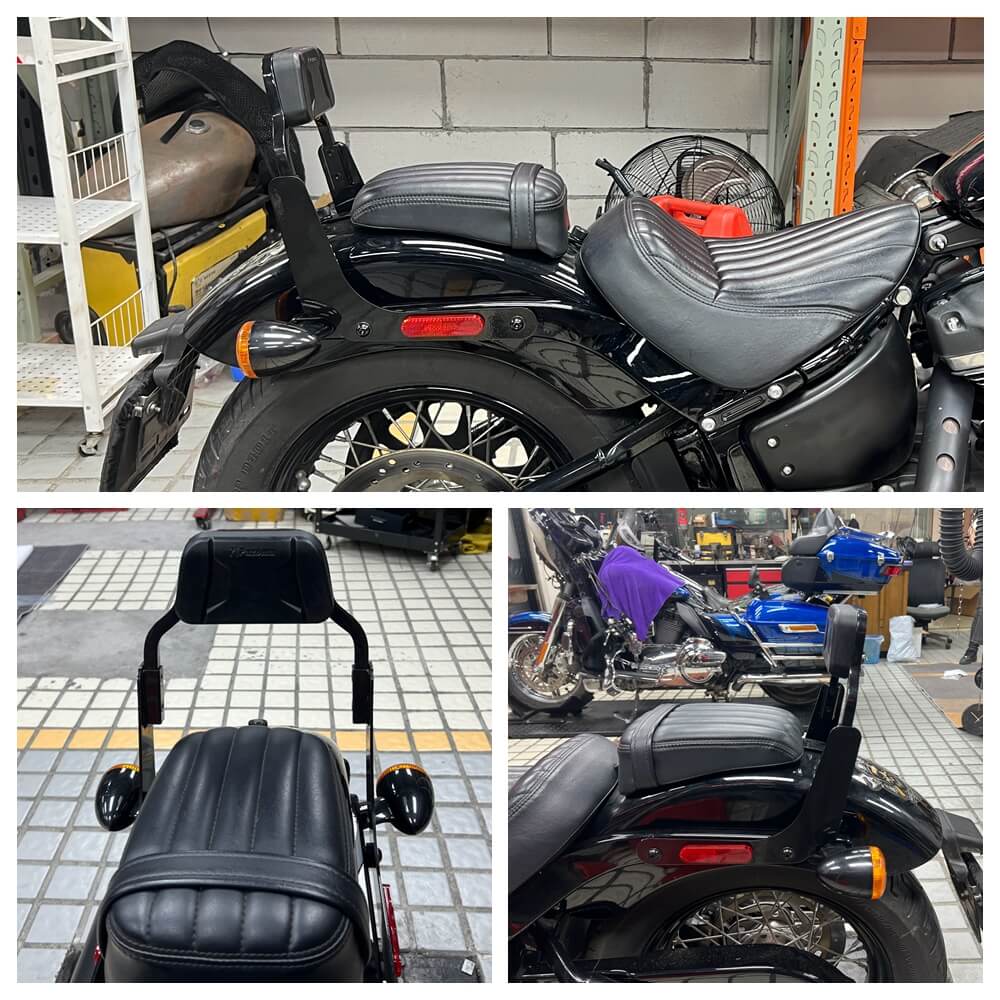 Club Style Passenger Backrests Low profile Fixed Mini Sports Sissy Bar Kit For Harley M8 Softail Street Bob FXBBS FXBB FLDE FLSL FXST Standard 2018- - pazoma