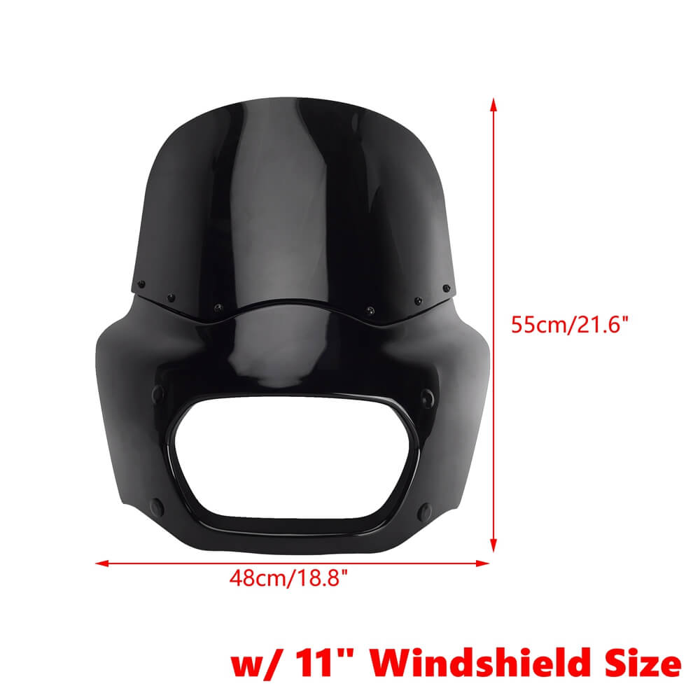 Club Style Front Headlight Fairing Lamp mask Cowl w/15" 11" Windshield For Harley Softail M8 Fat Bob 114 FXFB FXFBS 2018-2025 - pazoma
