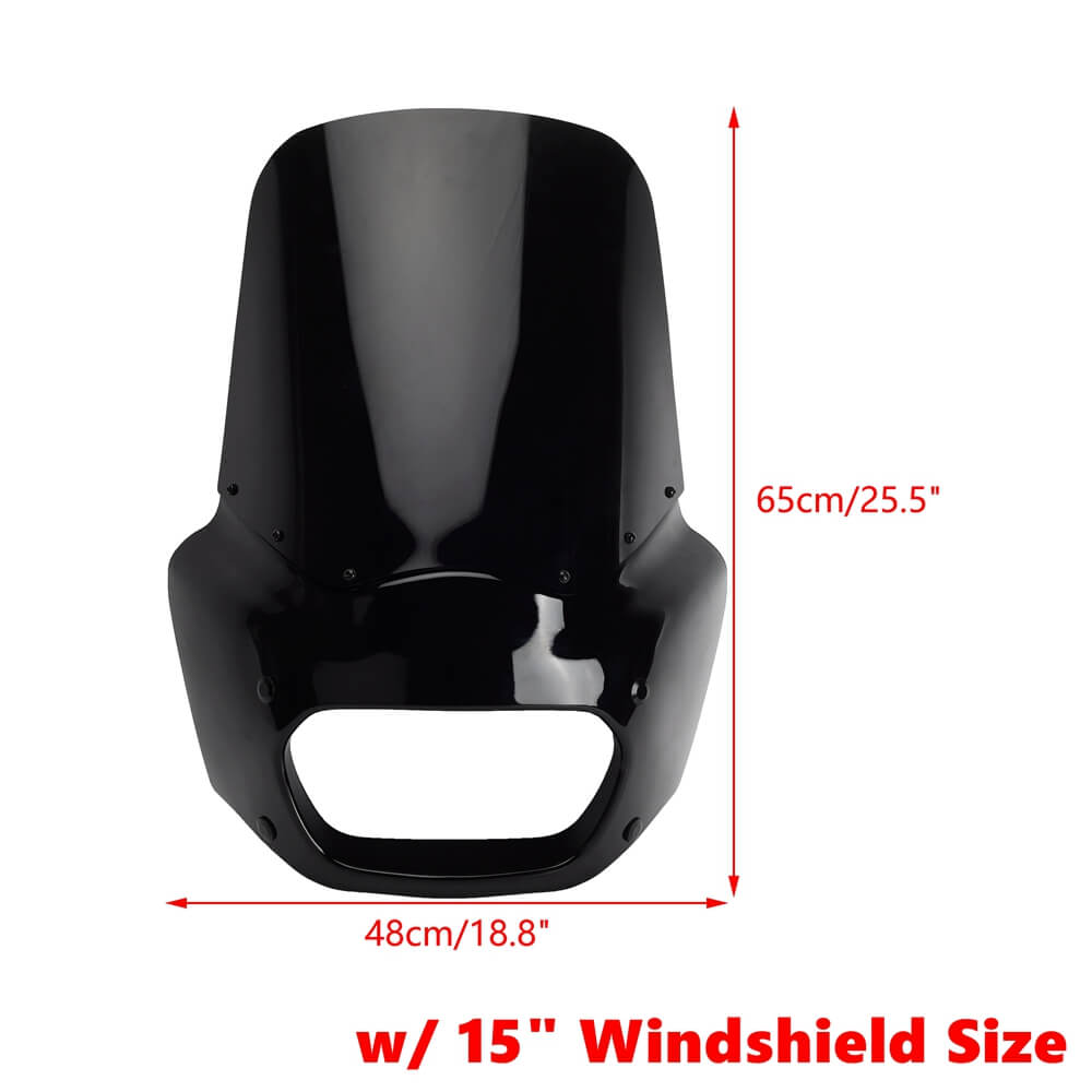 Club Style Front Headlight Fairing Lamp mask Cowl w/15" 11" Windshield For Harley Softail M8 Fat Bob 114 FXFB FXFBS 2018-2025 - pazoma