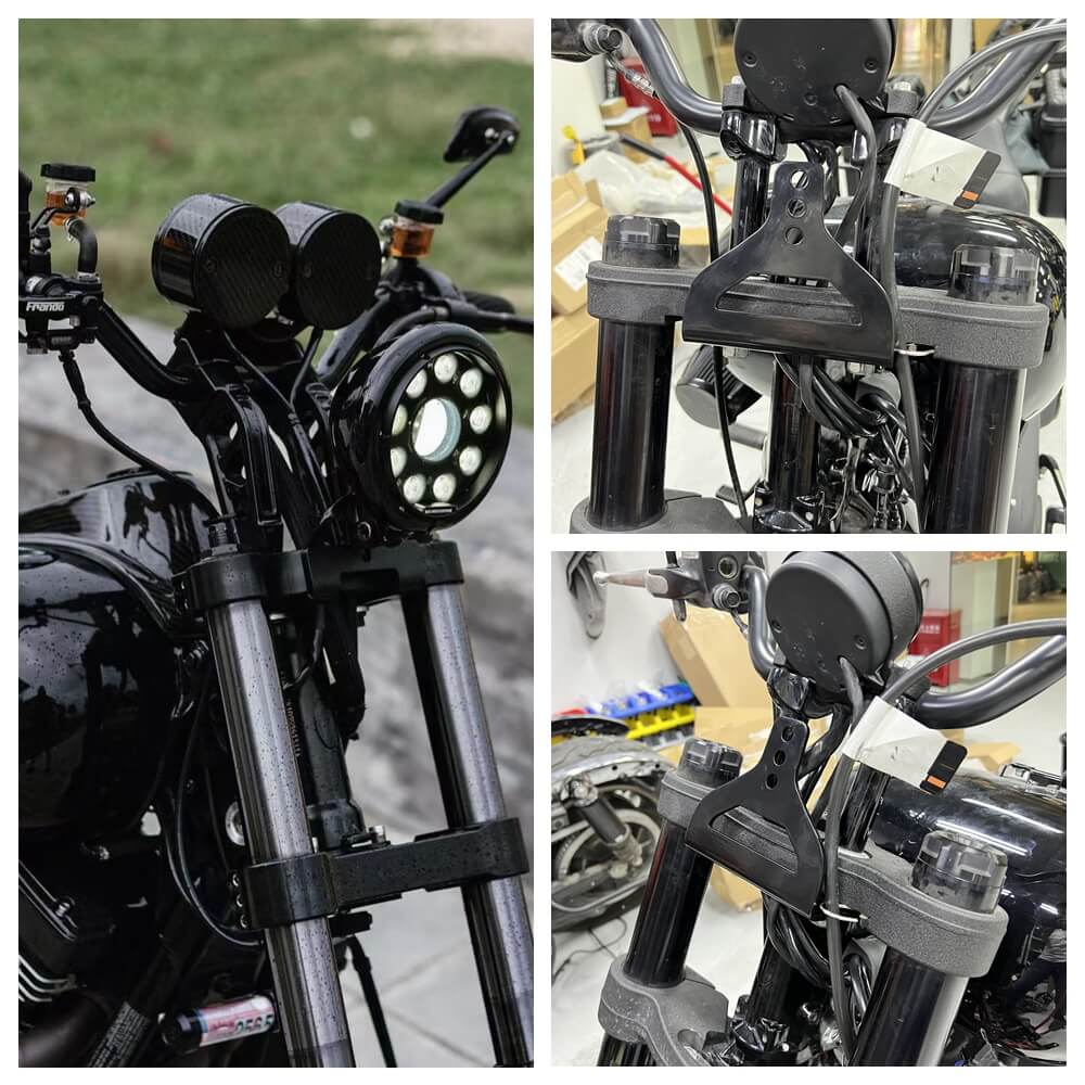 Club Style Universal Adjustable Headlight Risers Mount Bracket Under The Triple Tree For Harley Softail Dyna Street Bob Standard Sports Wide Glide - pazoma