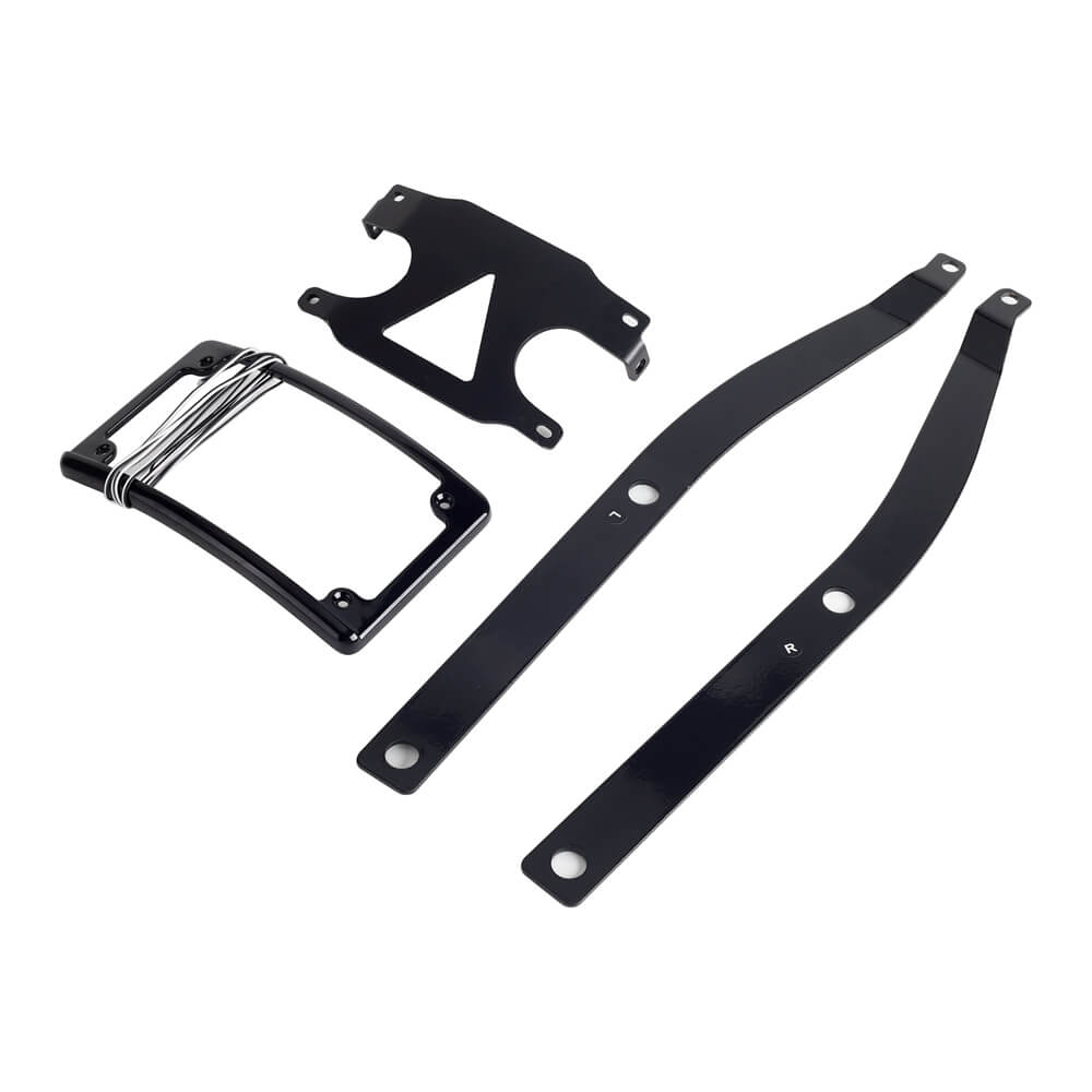 Curved License Plate Mount Relocation Bracket with LED Frame For Harley M8 Softail Fat Bob FXFB FXFBS 2018-2024 - pazoma