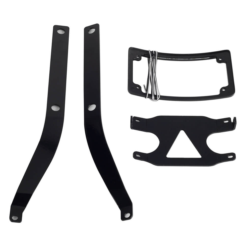 Curved License Plate Mount Relocation Bracket with LED Frame For Harley M8 Softail Fat Bob FXFB FXFBS 2018-2024 - pazoma