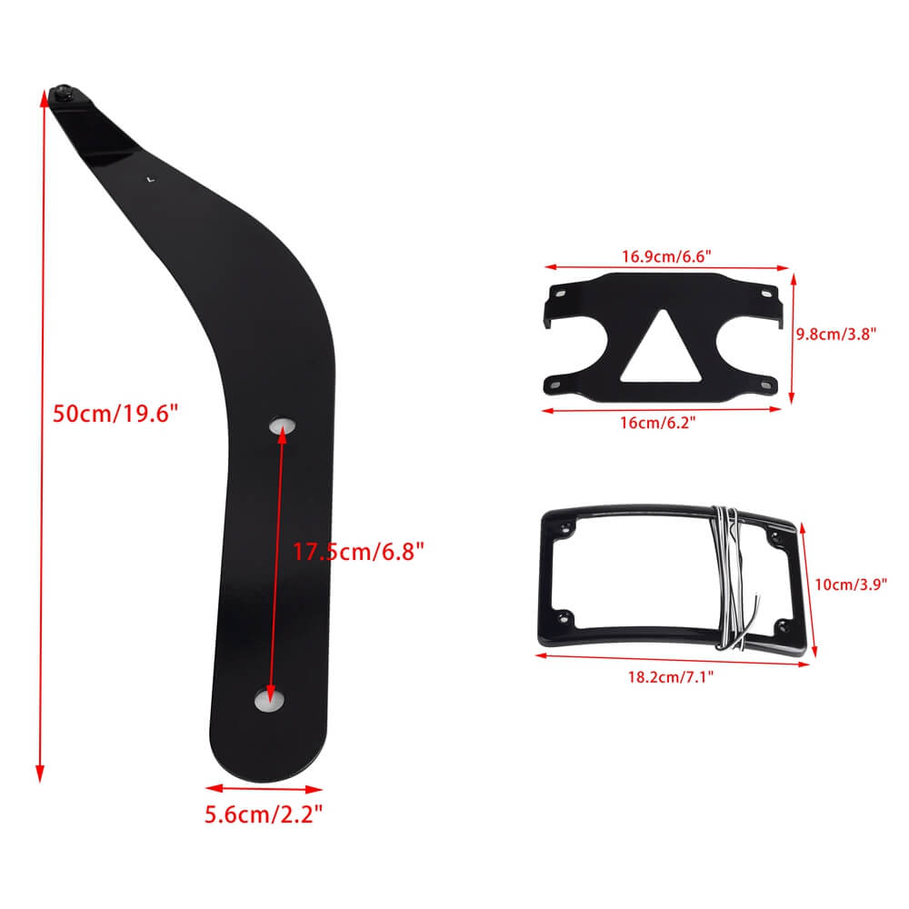 Curved License Plate Mount Relocation Bracket with LED Frame For Harley M8 Softail Low Rider S/ST FXLRS FXLRST 2020-2025 - pazoma