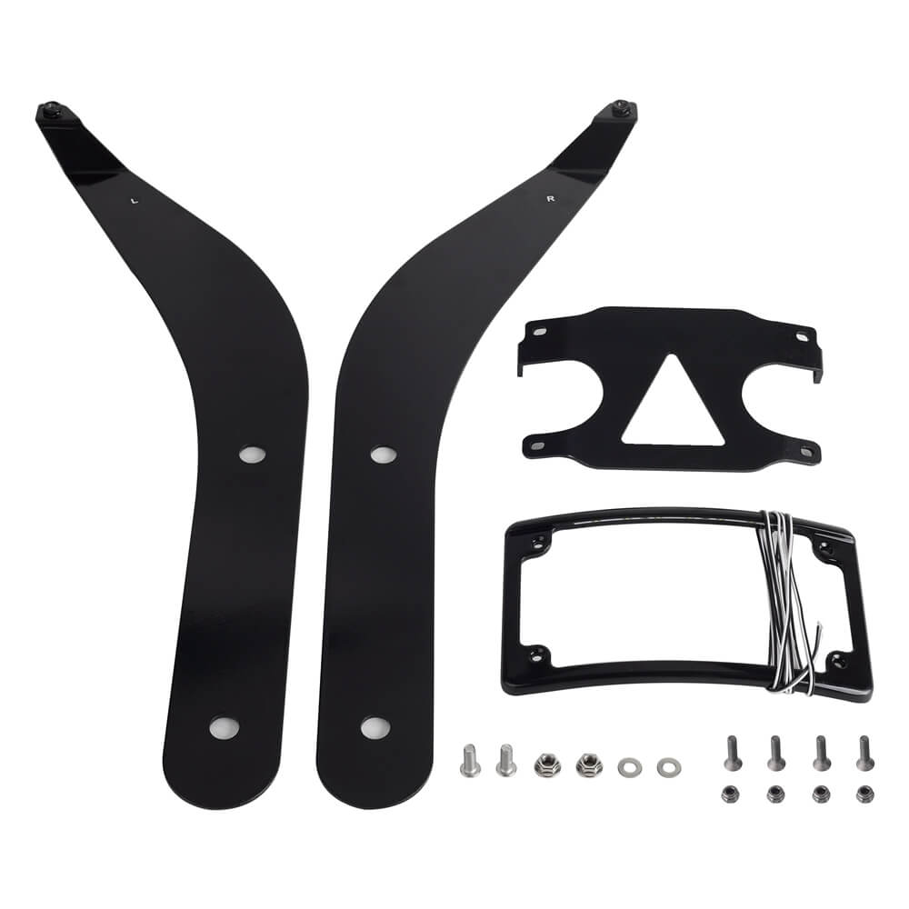 Curved License Plate Mount Relocation Bracket with LED Frame For Harley M8 Softail Low Rider S/ST FXLRS FXLRST 2020-2025 - pazoma