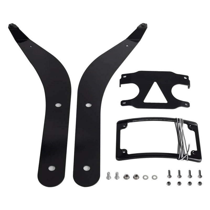 Curved License Plate Mount Relocation Bracket with LED Frame For Harley M8 Softail Low Rider S/ST FXLRS FXLRST 2020-2025 - pazoma