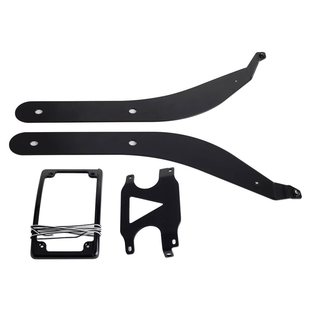 Curved License Plate Mount Relocation Bracket with LED Frame For Harley M8 Softail Low Rider S/ST FXLRS FXLRST 2020-2025 - pazoma