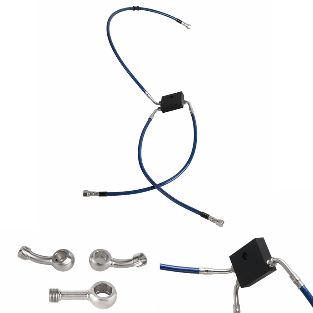 Front Extended Length Upper Lower Brake Line w/ABS Master Cylinder Kit For Harley Softail Low Rider ST S Fat Bob FXDRS 9-13" Handlebar - pazoma