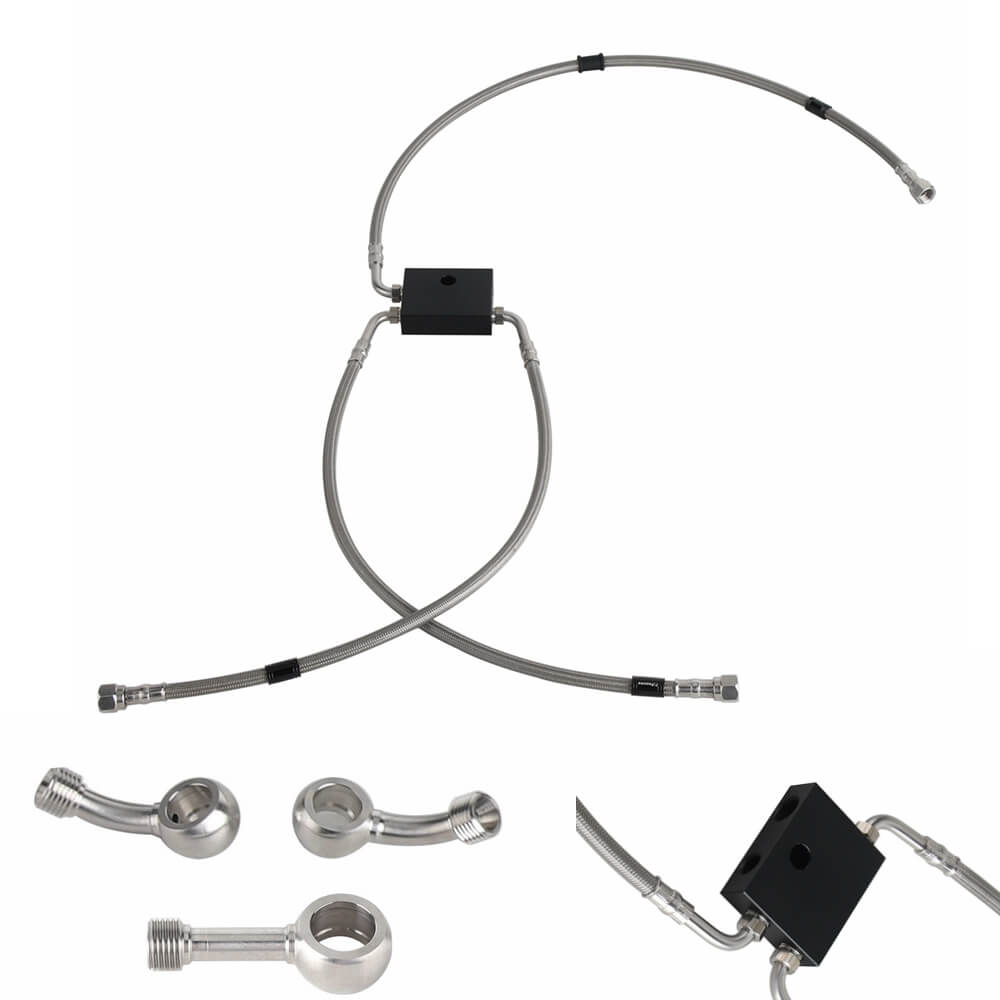 Front Extended Length Upper Lower Brake Line w/ABS Master Cylinder Kit For Harley Softail Low Rider ST S Fat Bob FXDRS 9-13" Handlebar - pazoma