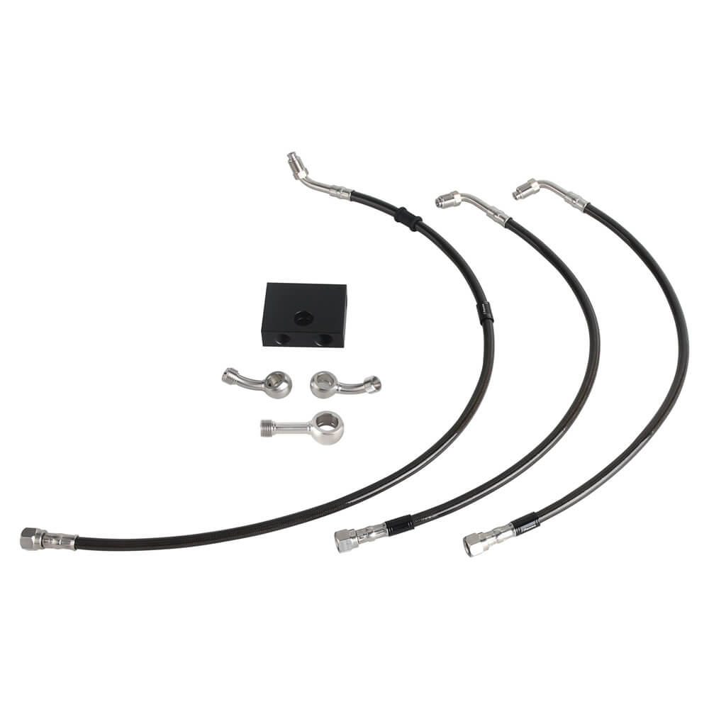 Front Extended Length Upper Lower Brake Line w/ABS Master Cylinder Kit For Harley Softail Low Rider ST S Fat Bob FXDRS 9-13" Handlebar - pazoma