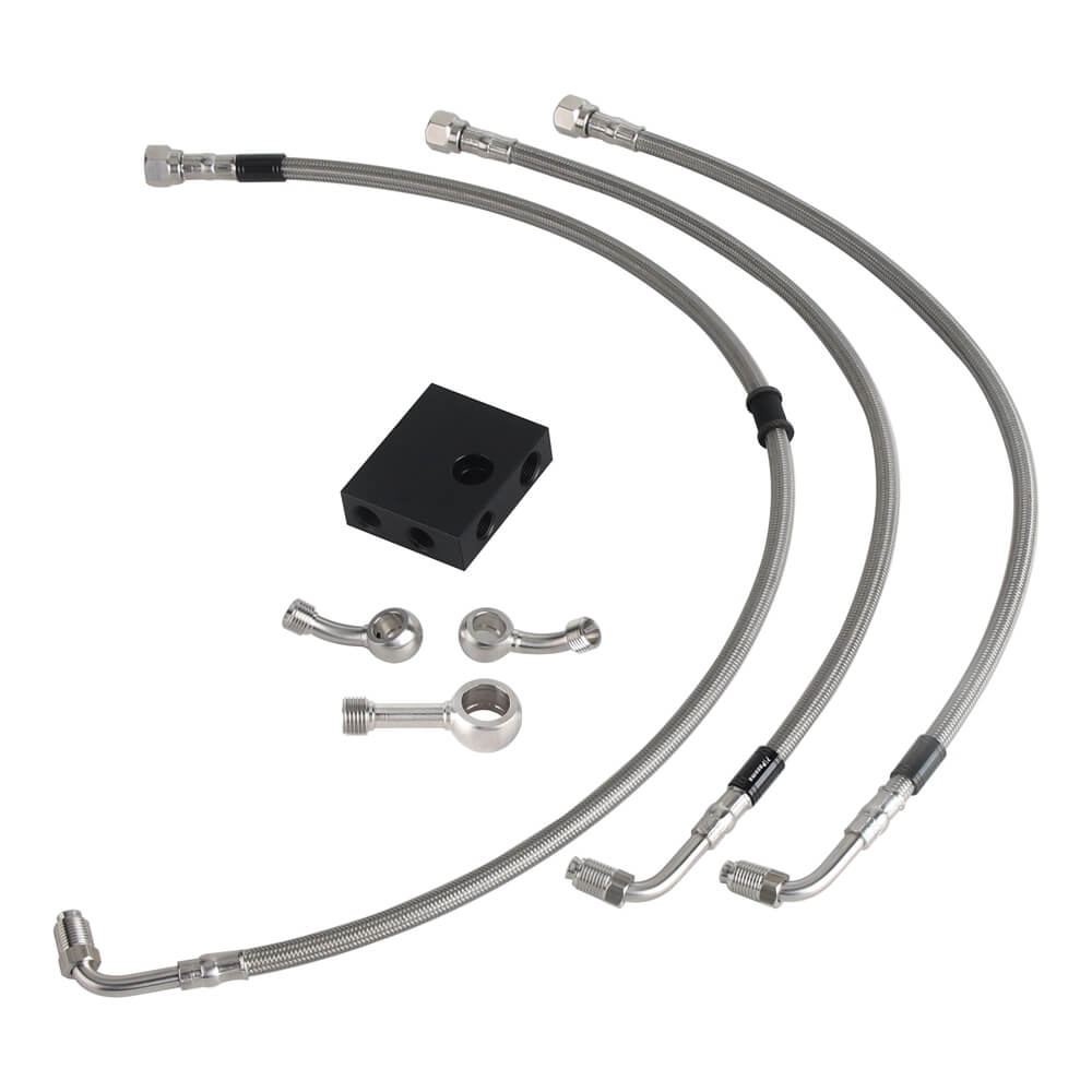 Extended Length Upper Lower Brake Line w/ABS Master Cylinder For Harley Softail Low Rider ST S Fat Bob FXDR - pazoma