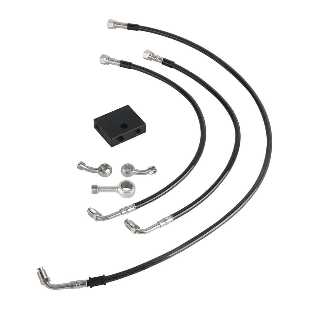 Extended Length Upper Lower Brake Line w/ABS Master Cylinder For Harley Softail Low Rider ST S Fat Bob FXDR - pazoma