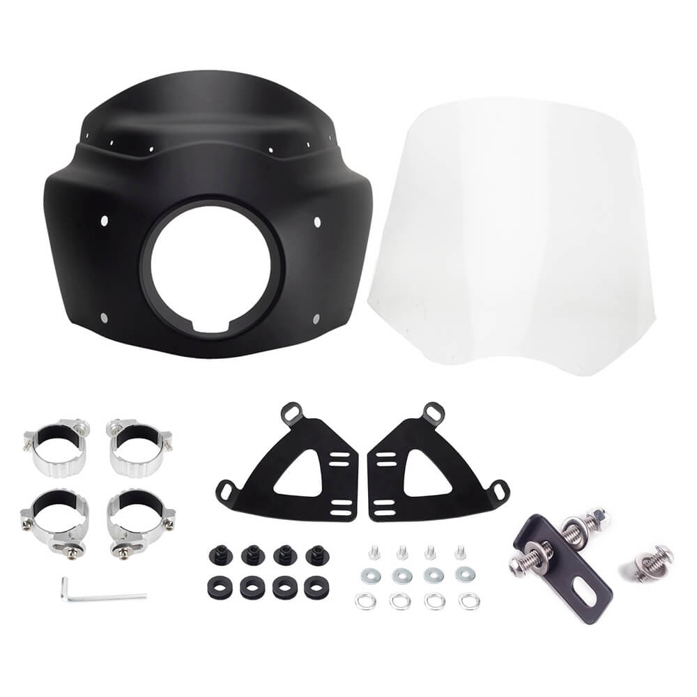 Harley Softail Street Bob FXBB Standard FXST Low Rider FXLR Headlight Fairing Windshield w/Headlight Relocation Block - pazoma