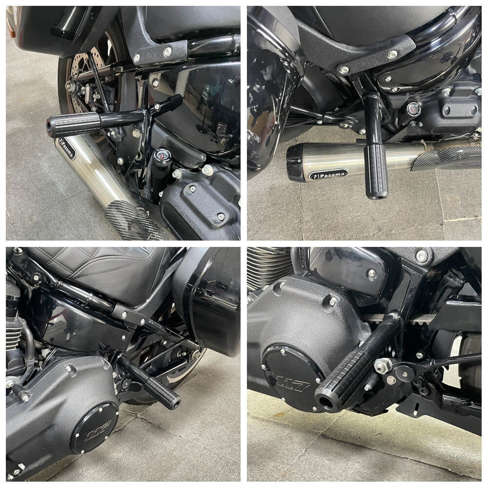 Harley Softail M8 Low Rider ST 117 FXLRST Front High 2 Step Crash Bar Cage Highway Engine Guard Rear Passenger Frame Slider Peg - pazoma