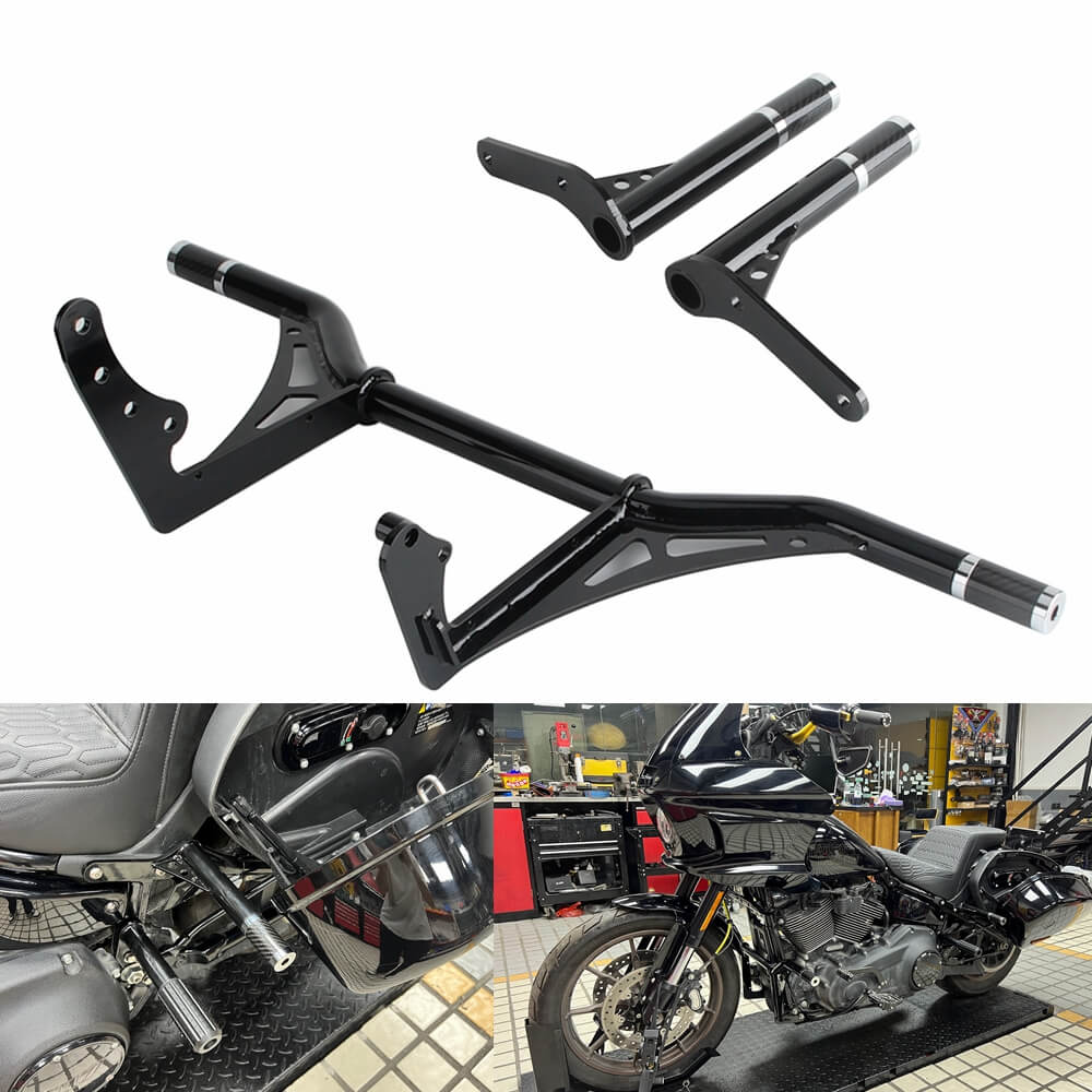 Front Highway Engine Guard Crash Bar Rear Saddlebag Guards Frame Slider For Harley Softail Low Rider ST 117 FXLRST 2022-2025 - pazoma