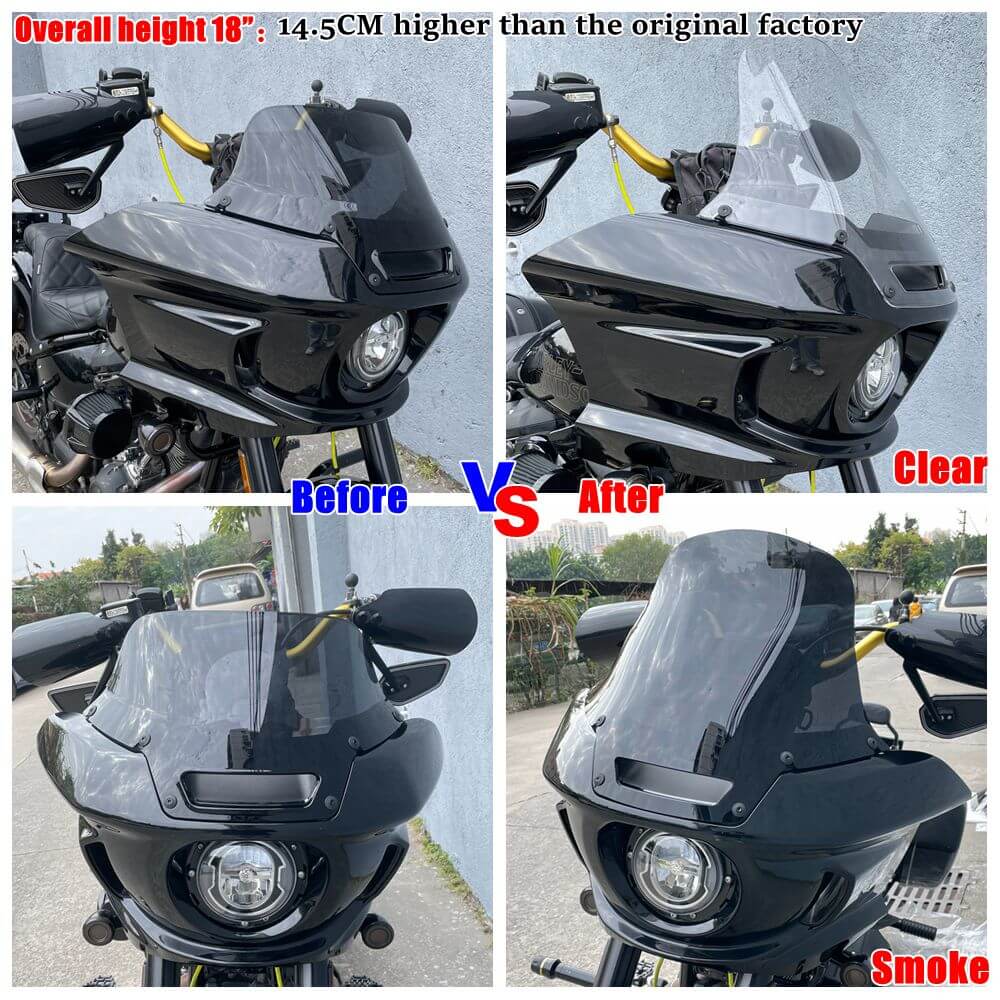 Harley Softail Low Rider ST EI Diablo FXLRST FXRST 117 Polycarbonate PC Recurve Windshield Windscreen 2022-2025 - pazoma