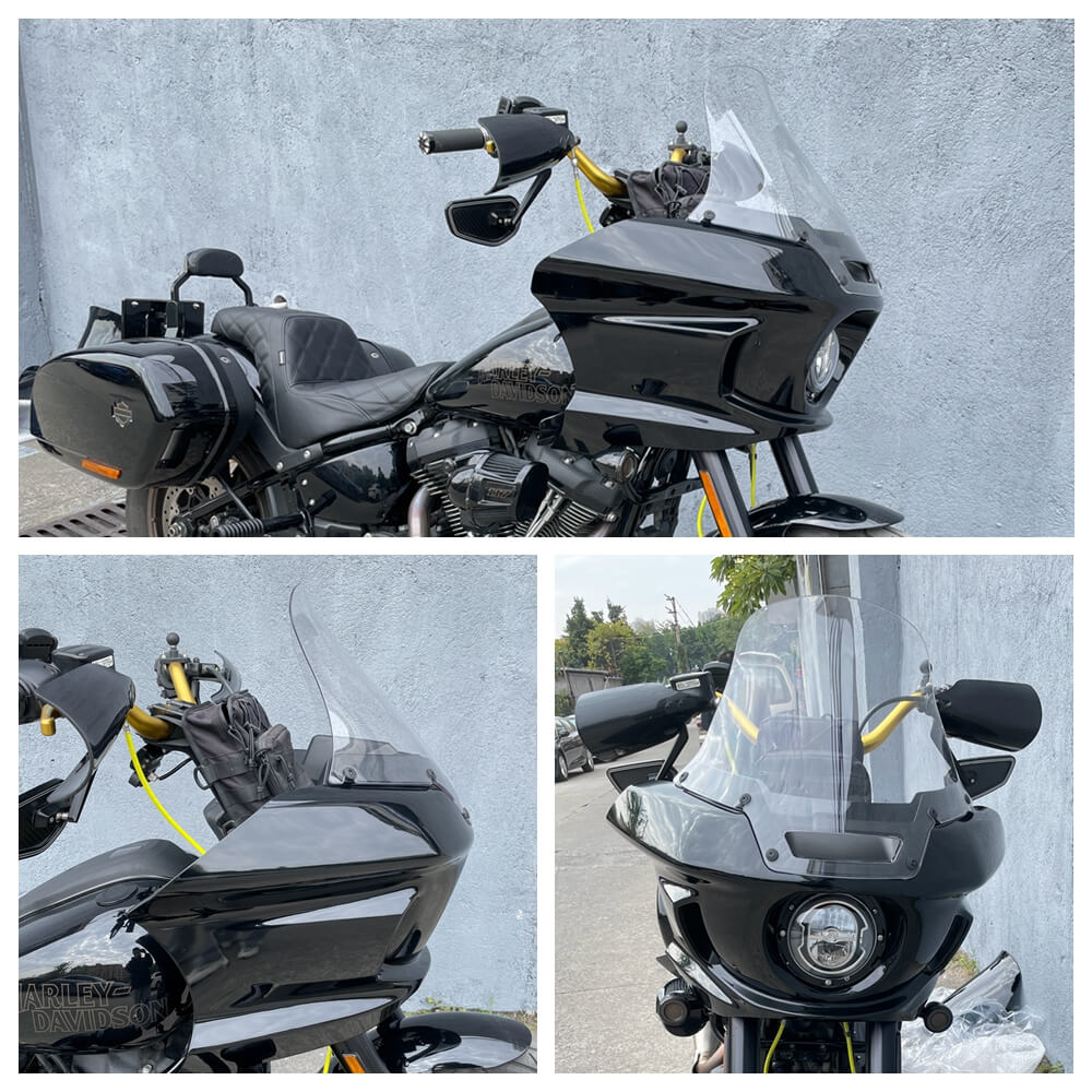 Harley Softail Low Rider ST EI Diablo FXLRST FXRST 117 Polycarbonate PC Recurve Windshield Windscreen 2022-2025 - pazoma