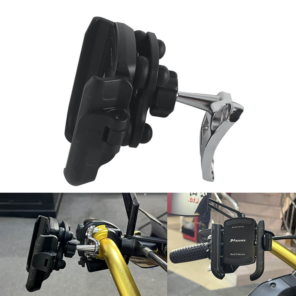 Handlebar Phone Carrier Mount Holder One-Touch Quick Lock Stand Support 360 Rotation Bracket For Harley Dyna Softail Touring Trike - pazoma