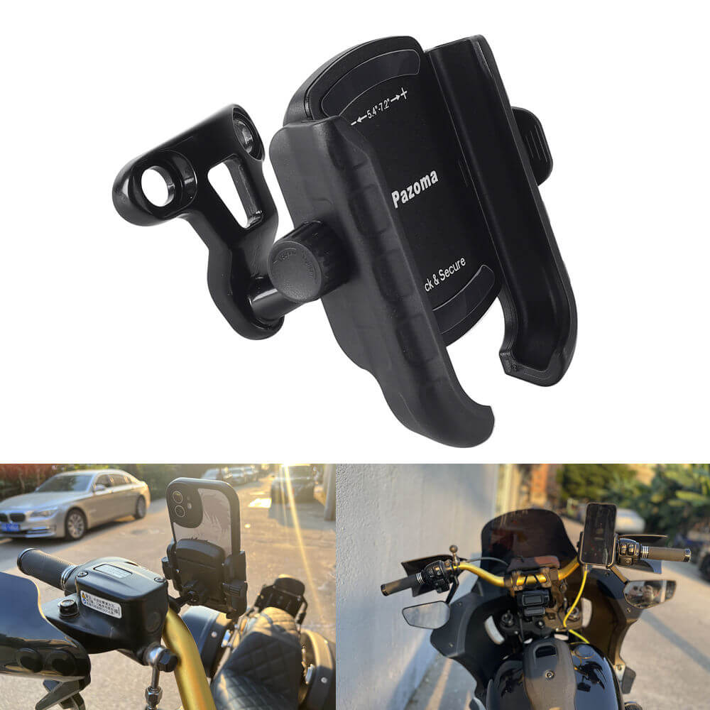 Handlebar Phone Carrier Mount Holder One-Touch Quick Lock Stand Support 360 Rotation Bracket For Harley Dyna Softail Touring Trike - pazoma