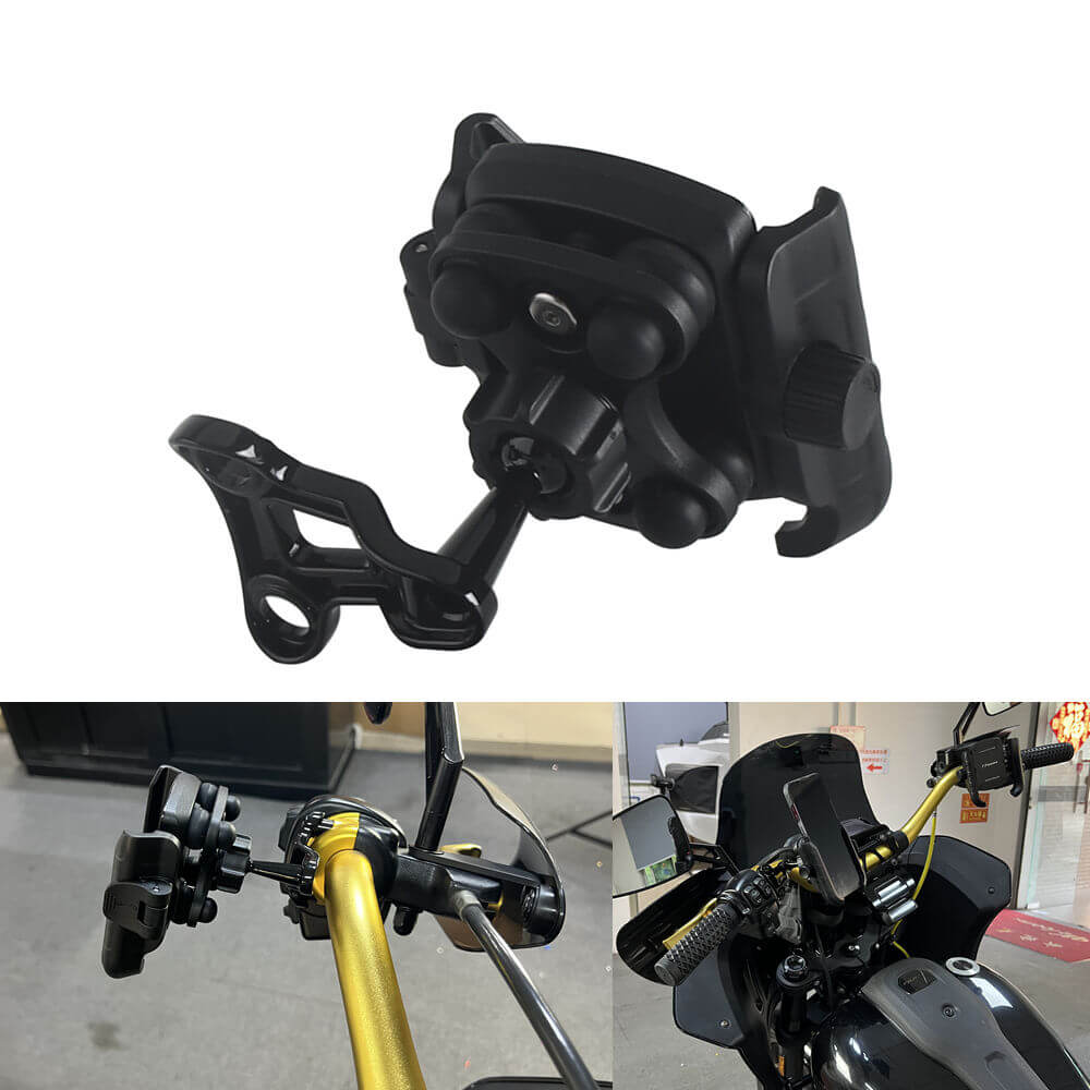 Handlebar Phone Carrier Mount Holder One-Touch Quick Lock Stand Support 360 Rotation Bracket For Harley Dyna Softail Touring Trike - pazoma