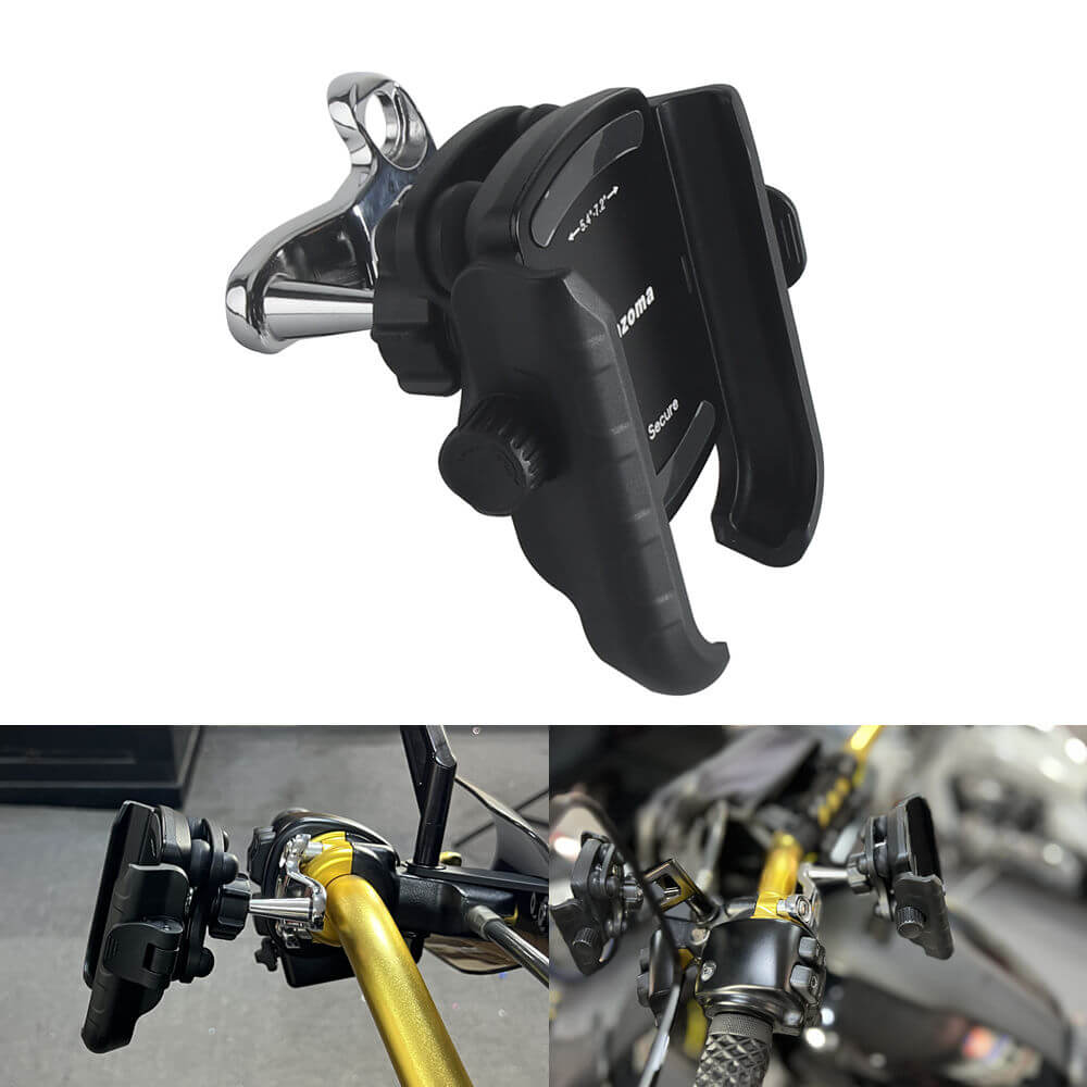 Handlebar Phone Carrier Mount Holder One-Touch Quick Lock Stand Support 360 Rotation Bracket For Harley Sportster XL 883 1200 VRSC - pazoma
