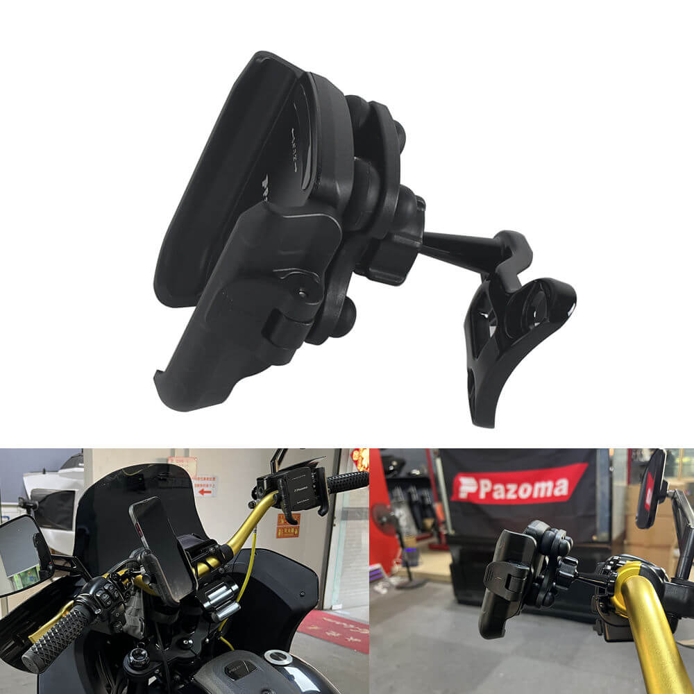 Harley Dyna low rider street bob super glide Handlebar Phone Carrier Mount Holder One-Touch Quick Lock Stand 360 Rotation Bracket - pazoma