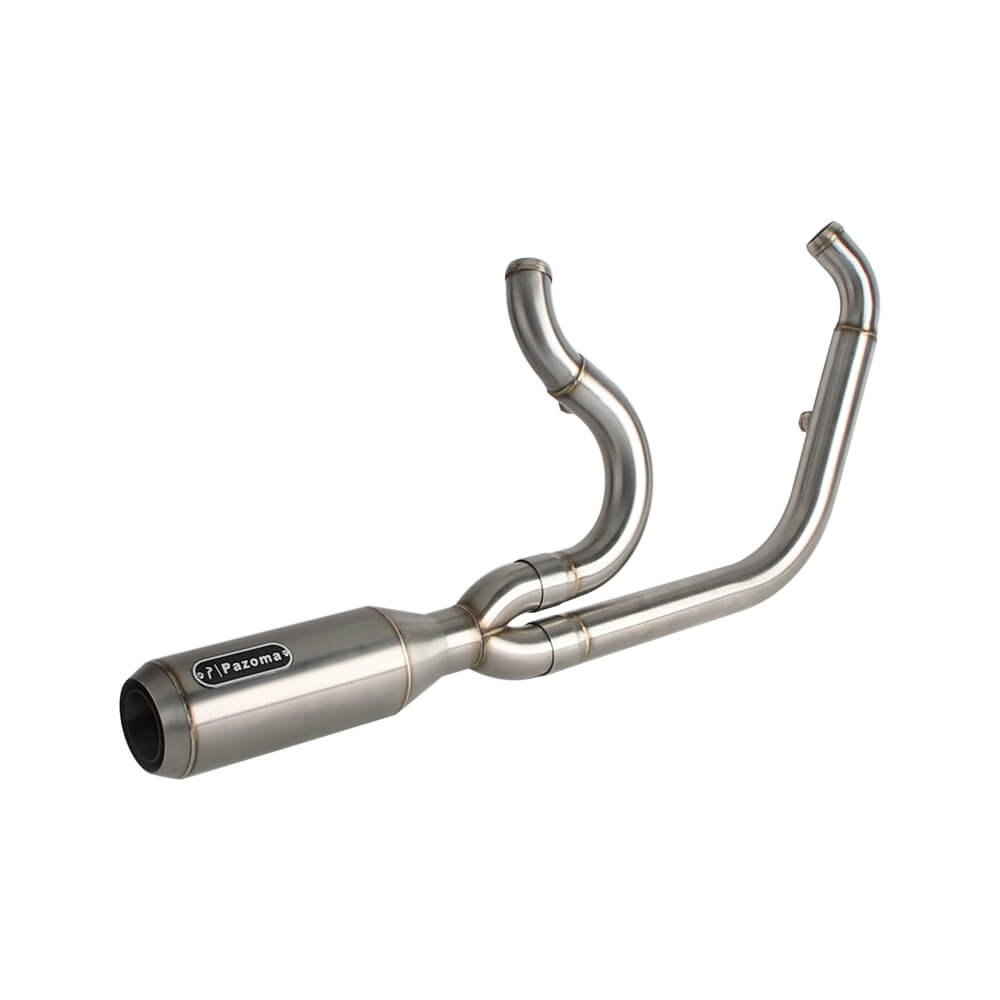 Harley M8 Softail 2 into 1 Big Bore Full Exhaust System Stainless Steel Muffler Low Rider S ST Fat Street Bob Standard Slim Deluxe FXLR '18-Up - pazoma
