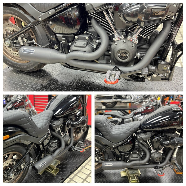 Harley M8 Softail 2 into 1 Big Bore Full Exhaust System Stainless Steel Muffler Low Rider S ST Fat Street Bob Standard Slim Deluxe FXLR '18-Up - pazoma