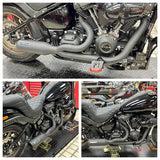 Harley M8 Softail 2 into 1 Big Bore Full Exhaust System Stainless Steel Muffler Low Rider S ST Fat Street Bob Standard Slim Deluxe FXLR '18-Up - pazoma