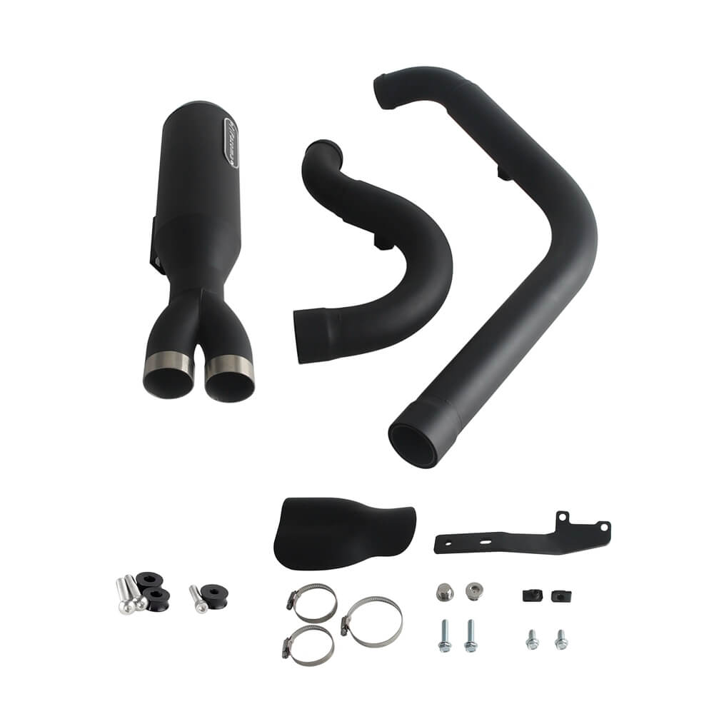 Harley M8 Softail 2 into 1 Big Bore Full Exhaust System Stainless Steel Muffler Low Rider S ST Fat Street Bob Standard Slim Deluxe FXLR '18-Up - pazoma