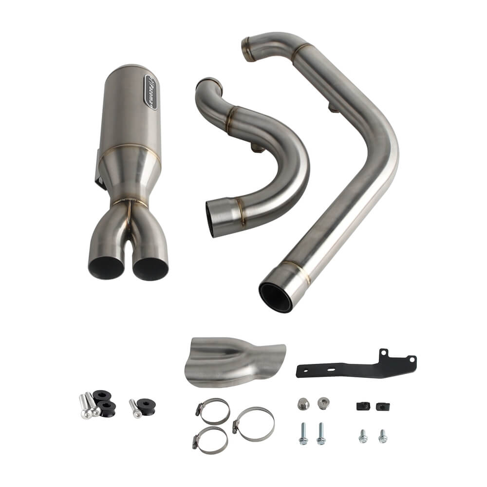 Harley M8 Softail 2 into 1 Big Bore Full Exhaust System Stainless Steel Muffler Low Rider S ST Fat Street Bob Standard Slim Deluxe FXLR '18-Up - pazoma
