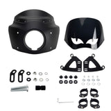 Harley M8 Softail Low Rider S 114 117 FXLRS Club Style Headlight Fairing w/11" Eye Shape Vented Windshield Headlight Relocation Block - pazoma