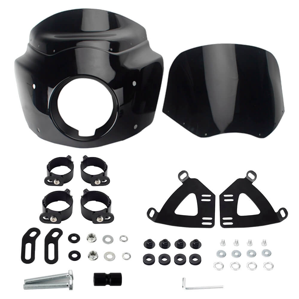 Harley M8 Softail Low Rider S 114 117 FXLRS Front Headlight Fairing Windshield w/Headlight Relocation Block 2020-2025 - pazoma