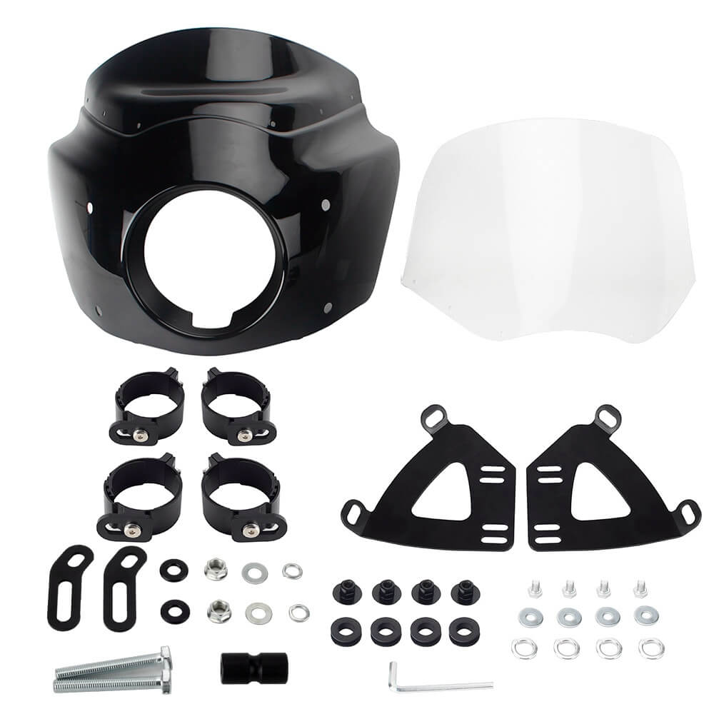 Harley M8 Softail Low Rider S 114 117 FXLRS Front Headlight Fairing Windshield w/Headlight Relocation Block 2020-2025 - pazoma