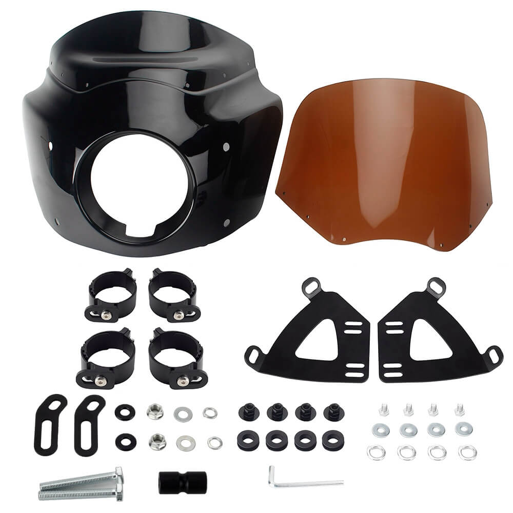 Harley M8 Softail Low Rider S 114 117 FXLRS Front Headlight Fairing Windshield w/Headlight Relocation Block 2020-2025 - pazoma