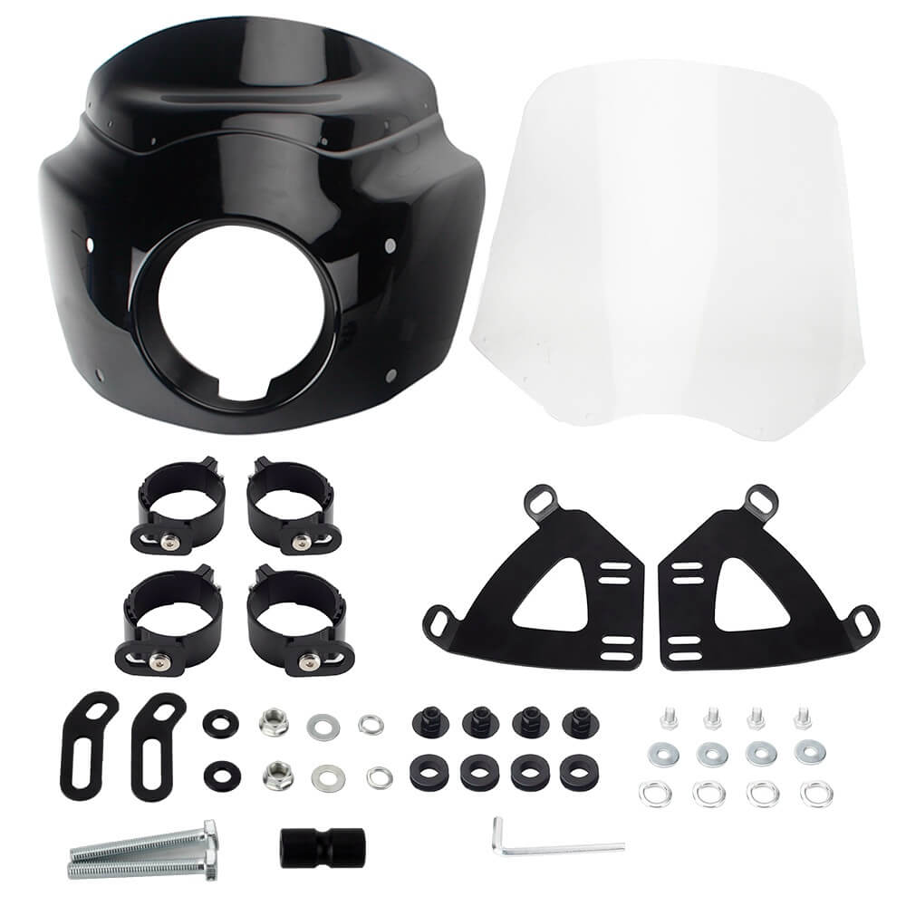 Harley M8 Softail Low Rider S 114 117 FXLRS Front Headlight Fairing Windshield w/Headlight Relocation Block 2020-2025 - pazoma