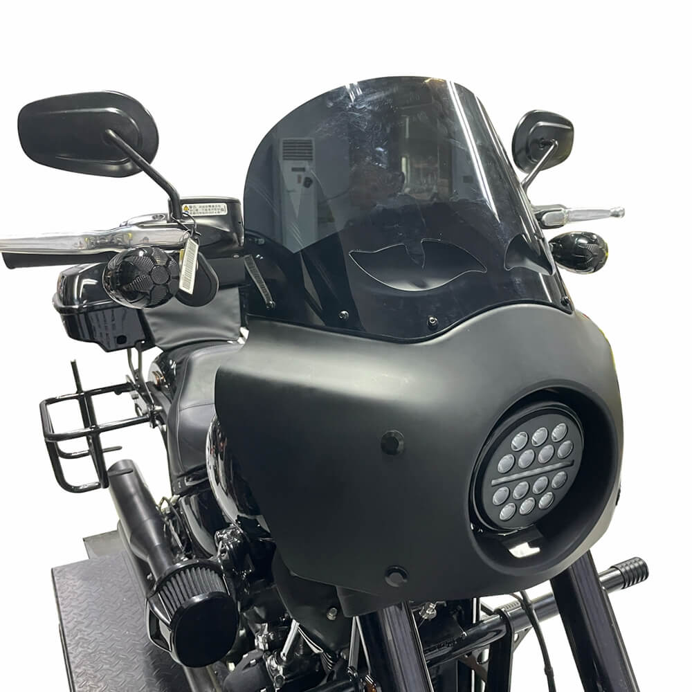 Harley M8 Softail Low Rider S 114 117 FXLRS Headlight Fairing Lamp mask Cowl Eye Shape Vented Windshield w5.75'' LED Headlamp - pazoma