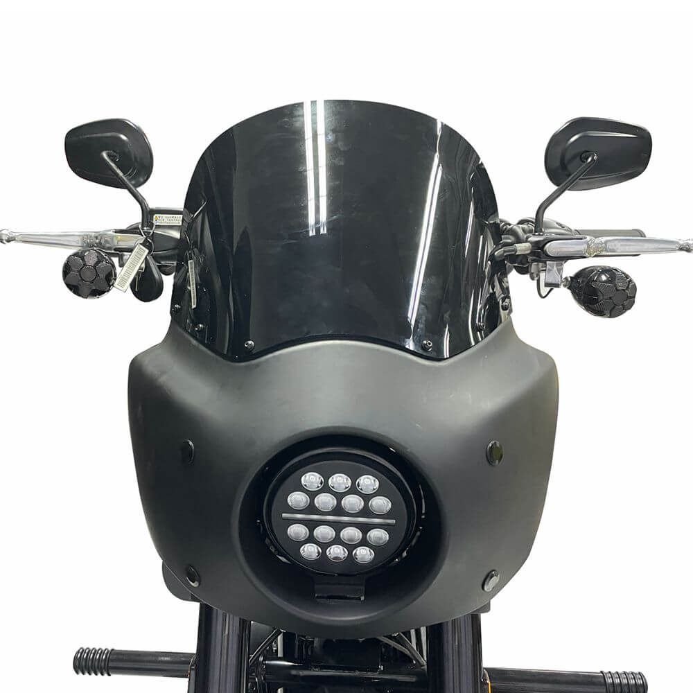Headlight Fairing Lamp mask Cowl Windshield For Harley M8 Softail Low Rider S 114 117 FXLRS w/5.75'' LED Projection Headlamp - pazoma