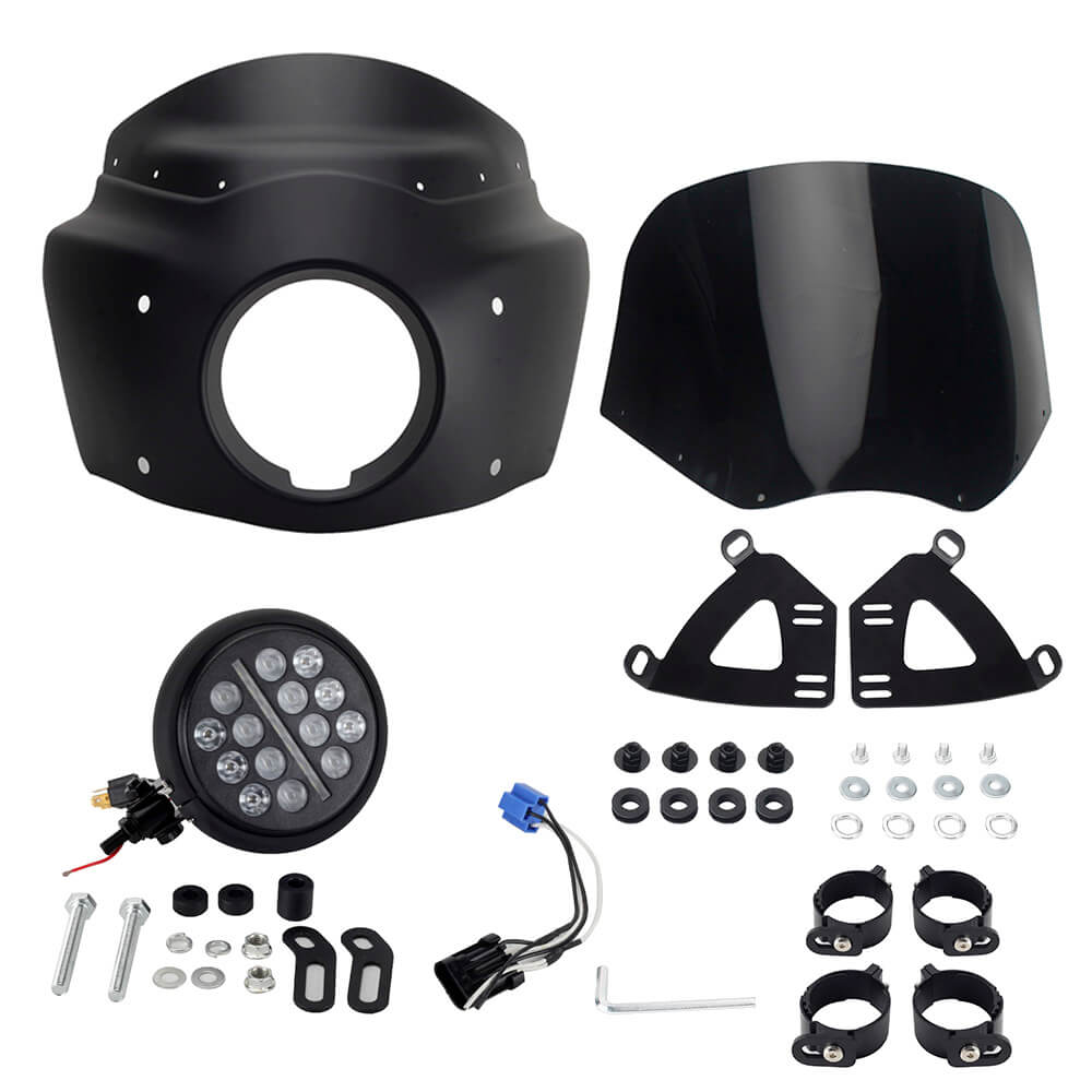 Harley M8 Softail Low Rider S 114 117 FXLRS Headlight Fairing Lamp mask Cowl Windshield w/ 5.75'' LED Projection Headlamp 20up - pazoma