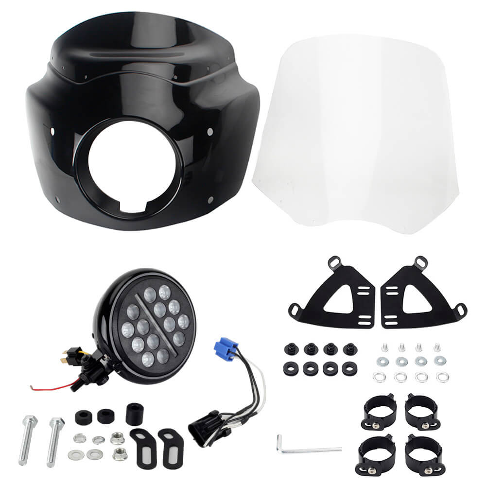 Harley M8 Softail Low Rider S 114 117 FXLRS Headlight Fairing Lamp mask Cowl Windshield w/ 5.75'' LED Projection Headlamp 20up - pazoma