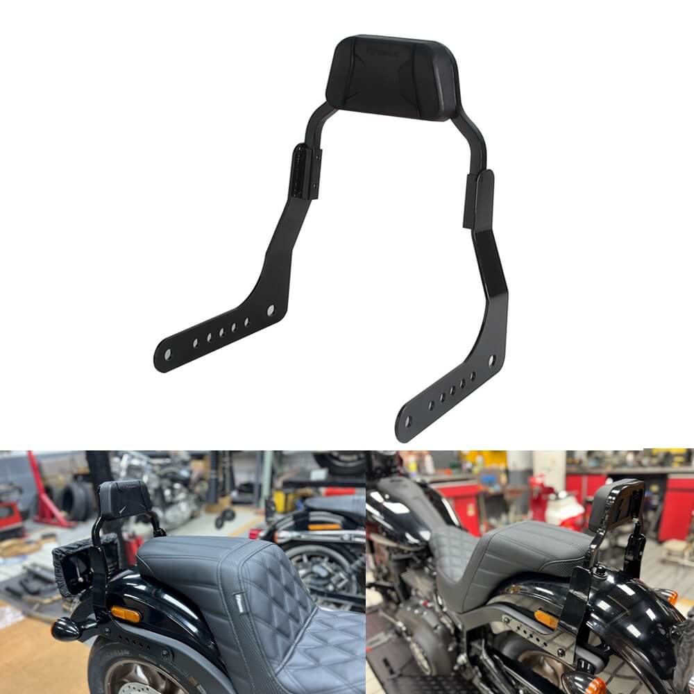 Harley M8 Softail Low Rider S FXLR FXLRS Low profile Fixed Mini Sports Sissy Bar Kit Club Style Backrests 2018-2025 - pazoma