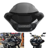Harley M8 Softail Street Bob Low Rider Standard Club Style Headlight Shark Fairing Front Mask w/LED Headlamp DRL Turn Signal - pazoma