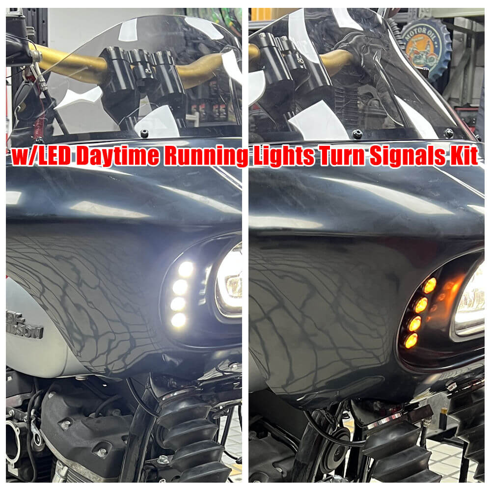 Harley M8 Softail Street Bob Low Rider Standard Front Headlight Shark Fairing w/Baja Designs Dual LP4 Lighting Bracket Mount - pazoma