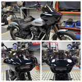 Harley M8 Softail Street Bob Low Rider Standard Club Style Headlight Shark Fairing Front Mask w/LED Headlamp DRL Turn Signal