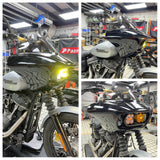 Harley M8 Softail Street Bob Low Rider Standard Front Headlight Shark Fairing w/Baja Designs Dual LP4 Lighting Bracket Mount - pazoma