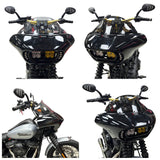 Harley M8 Softail Street Bob Low Rider Standard Front Headlight Shark Fairing w/Baja Designs Dual LP4 Lighting Bracket Mount - pazoma
