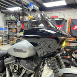 Harley M8 Softail Street Bob Low Rider Standard Front Headlight Shark Fairing w/Baja Designs Dual LP4 Lighting Bracket Mount - pazoma