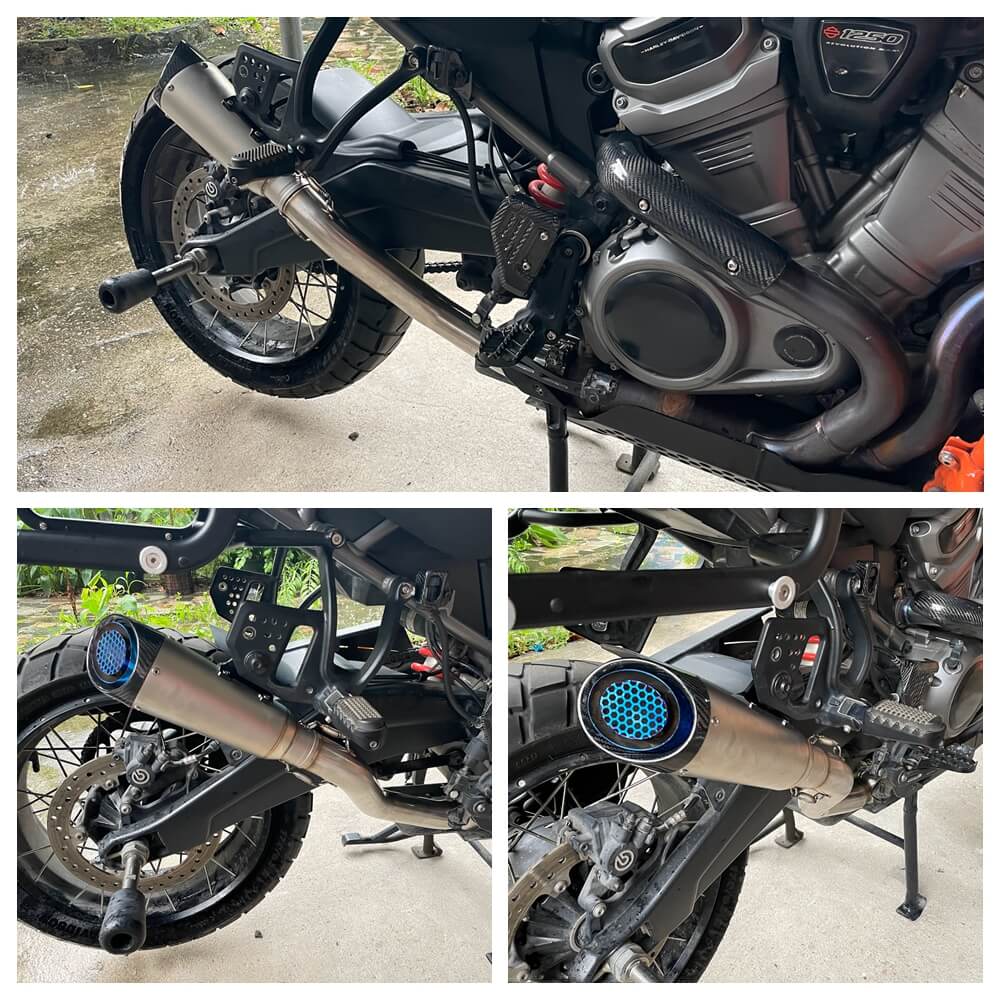 Stainless Steel Street Cannon Muffler Slip-On Pipe Exhaust System w/End Cap Grill For Harley Pan America 1250 ST CVO Special RA1250S RA1250 RA1250SE - pazoma