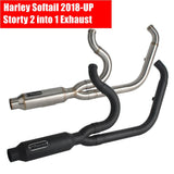 2-into-1 Big Bore Full Exhaust System Stainless Steel Muffler For Harley M8 Softail Low Rider S ST Fat Street Bob Standard Slim 2018-2025